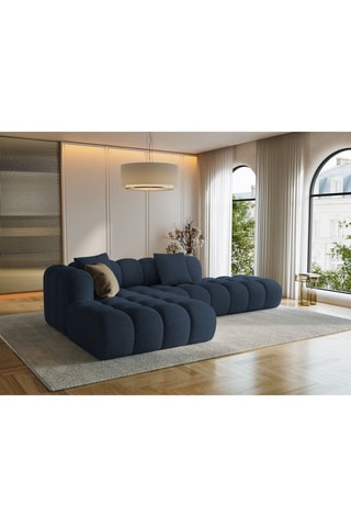 Canapé d’angle gauche modulaire Arden - Bleu roi - 4 places - En tissu structurel