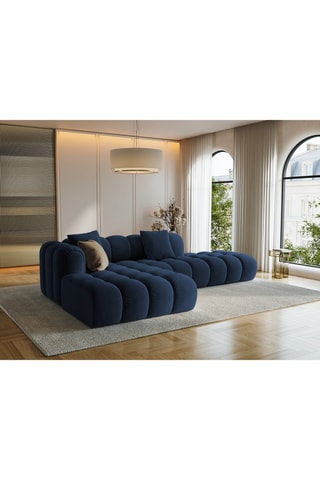 Canapé d’angle gauche modulaire Arden - Bleu roi - 4 places - En tissu velours