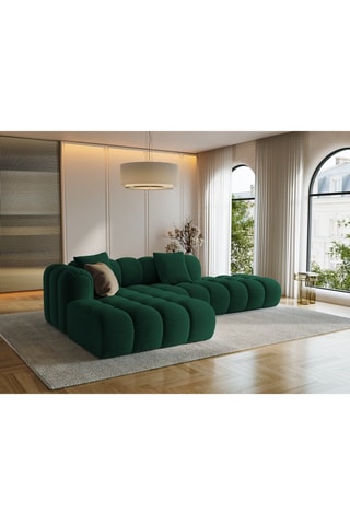 Canapé d’angle gauche modulaire Arden - Vert bouteille - 4 places - En tissu velours