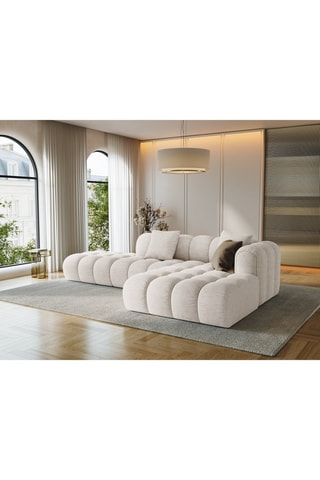 Canapé d’angle droit modulaire Arden - Beige - 4 places - En tissu structurel