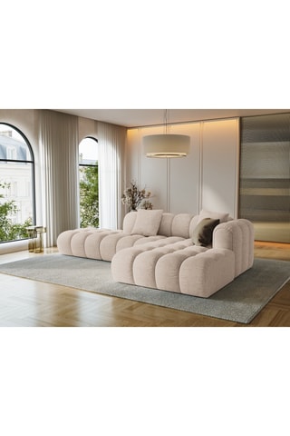 Canapé d’angle droit modulaire Arden - Taupe - 4 places - En tissu structurel