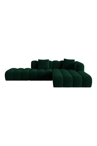 Canapé d’angle droit modulaire Arden - Vert bouteille - 4 places - En tissu velours