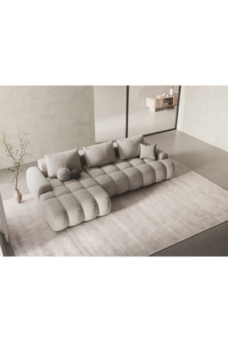 Canapé d’angle gauche convertible Orchid - Beige - 3 places - En tissu structurel