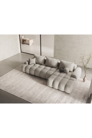 Canapé d’angle droit convertible Orchid - Beige - 3 places - En tissu structurel