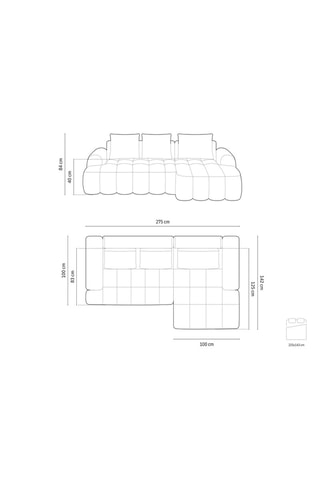 Canapé d’angle droit convertible Orchid - Beige - 3 places - En tissu structurel
