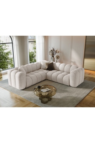 Canapé d'angle symétrique modulaire Arden - Beige - 5 places - En tissu structurel