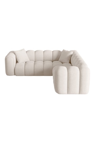 Canapé d'angle symétrique modulaire Arden - Beige - 5 places - En tissu structurel