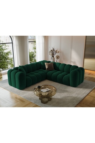 Canapé d'angle symétrique modulaire Arden - Vert bouteille - 5 places - En tissu velours