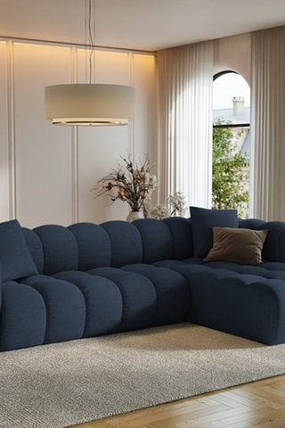 Canapé d’angle droit modulaire Arden - Bleu roi - 4 places - En tissu structurel