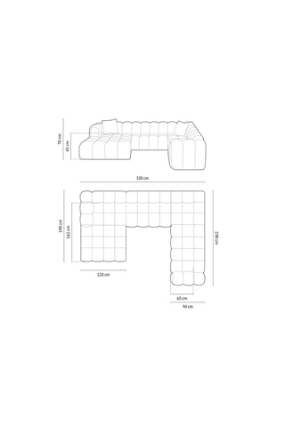 Canapé d’angle droit panoramique modulaire Arden - Bleu roi - 6 places - En tissu structurel