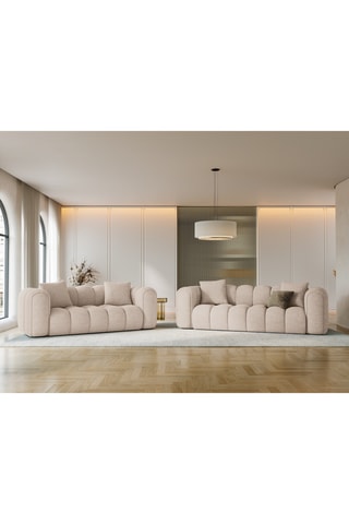 Canapé Arden - Beige - 3 places - En tissu chenille moly