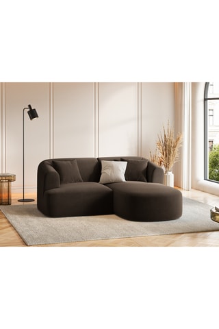 Canapé d'angle droit Talia - Marron - 3 places - En tissu velours