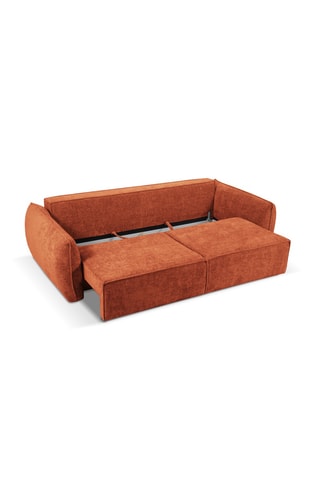 Canapé convertible Vanda - Orange - 3 places - En tissu chenille