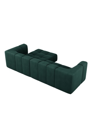 Canapé d'angle droit modulaire Adams - Vert bouteille - 3 places - En tissu chenille et velours