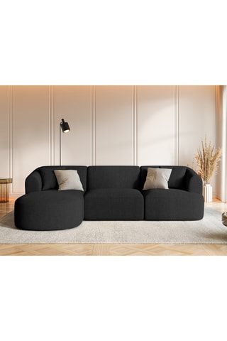 Canapé d'angle gauche modulaire Talia - Noir - 4 places - En tissu chenille moly