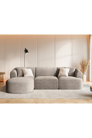 Canapé d'angle gauche modulaire Talia - Beige - 4 places - Revêtement tissu d'ameublement Lincoln