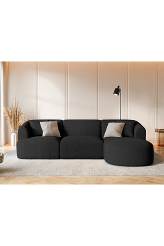 Canapé d'angle droit modulaire Talia - Noir - 4 places - En tissu chenille moly