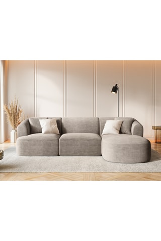 Canapé d'angle droit modulaire Talia - Beige - 4 places - Revêtement tissu bouclette Lincoln