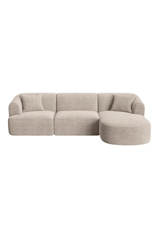 Canapé d'angle droit modulaire Talia - Beige - 4 places - Revêtement tissu bouclette Lincoln