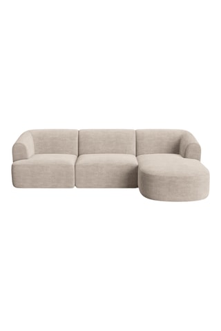 Canapé d'angle droit modulaire Talia - Beige - 4 places - Revêtement tissu bouclette Lincoln