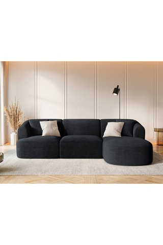 Canapé d'angle droit modulaire Talia - Noir - 4 places - Revêtement tissu Lincoln