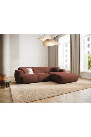 Canapé d'angle droit Theo - Marron - 4 places - En velours