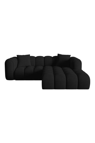 Canapé d'angle droit modulaire Astro - Noir - 3 places - En tissu chenille moly