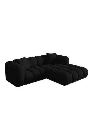 Canapé d'angle droit modulaire Astro - Noir - 3 places - En tissu chenille moly