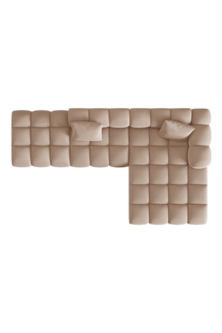 Canapé d'angle droit Halley - Beige - 5 places - En tissu velours