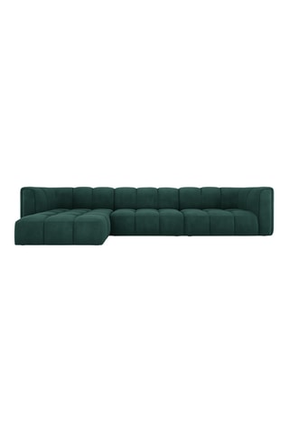 Canapé d'angle gauche modulaire Adams - Vert bouteille - 5 places - En tissu chenille velours doux