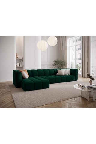 Canapé d'angle gauche - Adams - Vert bouteille - 5 places - En velours