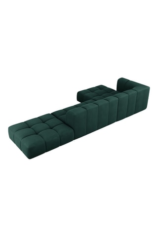 Canapé d'angle gauche modulaire Adams - Vert bouteille - 5 places - En tissu chenille velours doux