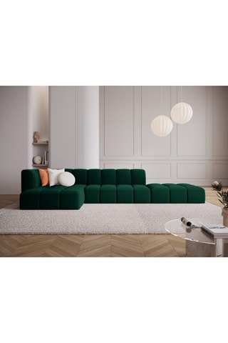 Canapé d'angle gauche Adams - Vert - 5 places - En tissu velours