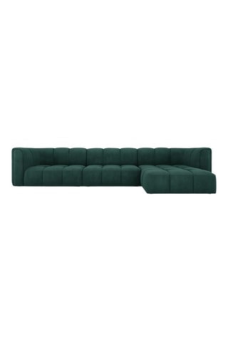 Canapé d'angle droit modulaire Adams - Vert bouteille - 5 places - En tissu chenille rebel et velours