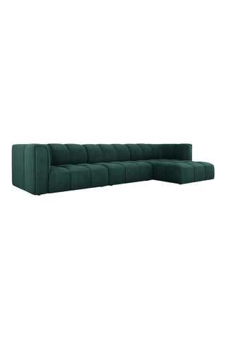 Canapé d'angle droit modulaire Adams - Vert bouteille - 5 places - En tissu chenille rebel et velours