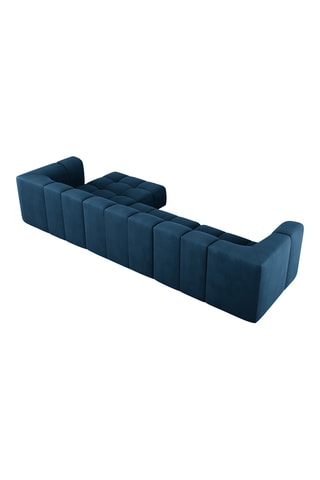 Canapé d'angle droit modulaire Adams - Bleu roi - 5 places - En tissu chenille rebel et velours