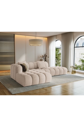 Canapé d'angle gauche modulaire Arden - Beige - 4 places - En tissu chenille moly