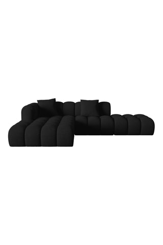Canapé d'angle gauche modulaire Astro - Noir - 4 places - En tissu chenille moly