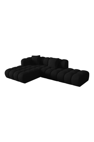 Canapé d'angle gauche modulaire Astro - Noir - 4 places - En tissu chenille moly
