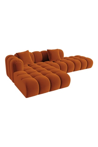 Canapé d'angle gauche Astro - Orange - 4 places - En velours