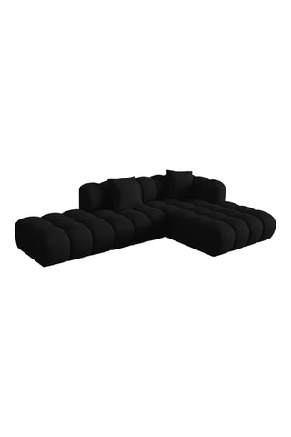 Canapé d'angle droit modulaire Astro - Noir - 4 places - En tissu chenille moly