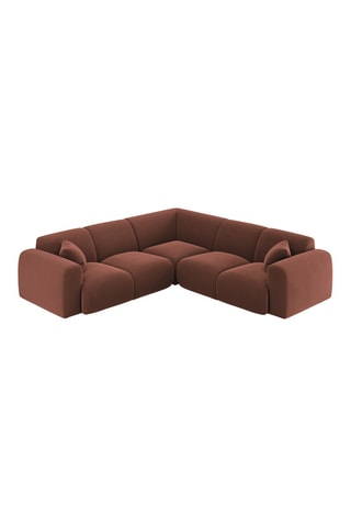 Canapé d'angle modulable Theo - Marron - 5 places - En velours
