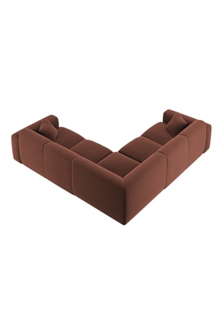 Canapé d'angle modulable Theo - Marron - 5 places - En velours