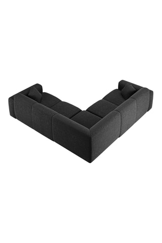 Canapé d'angle modulable Theo - Noir - 5 places - En tissu chenille soyeux