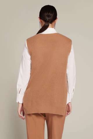 Pull sans manches en laine et cachemire - Camel