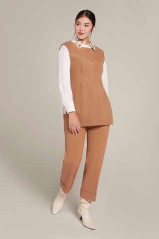 Pull sans manches en laine et cachemire - Camel