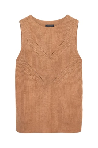 Pull sans manches en laine et cachemire - Camel