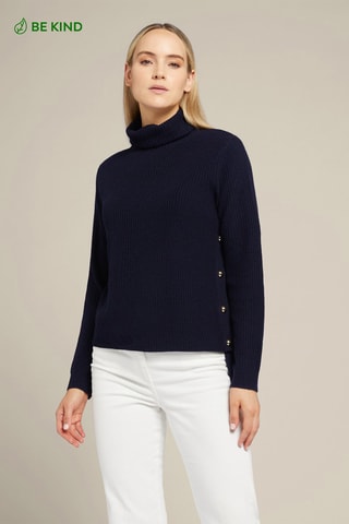 Pull en laine et cachemire - Bleu marine