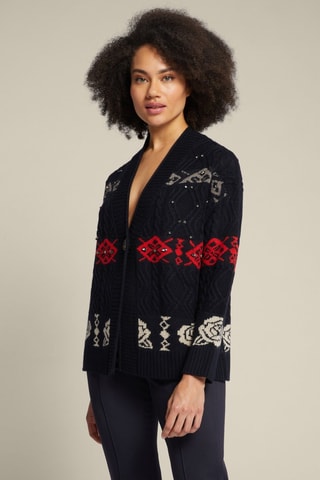 Gilet en laine et cachemire - Noir et rouge