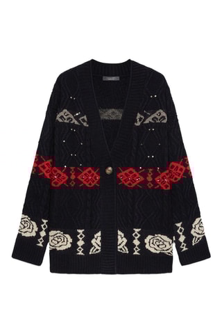 Gilet en laine et cachemire - Noir et rouge